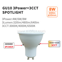 LED GU10 4W6W8W 3Power 3CCT spotlight 120°